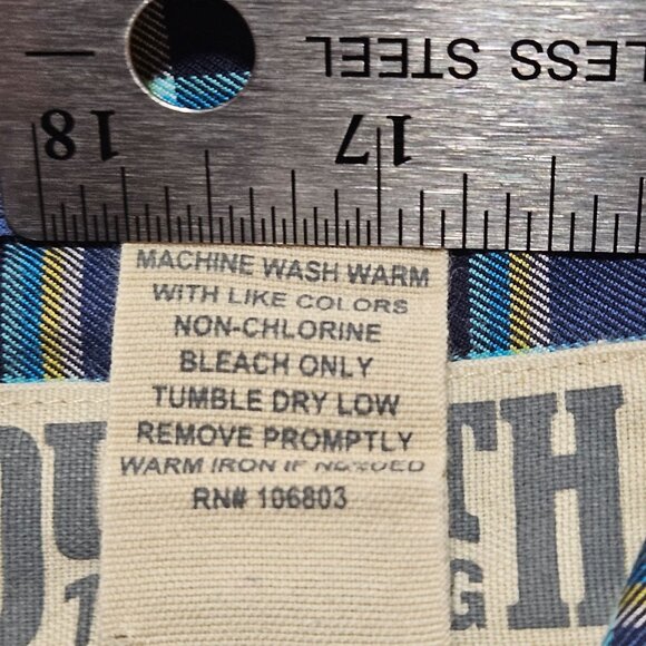 Mens Duluth Trading Co. Blue Plaid Long Sleeve Button-Down Shirt Cotton Blend Cl - Picture 9 of 16